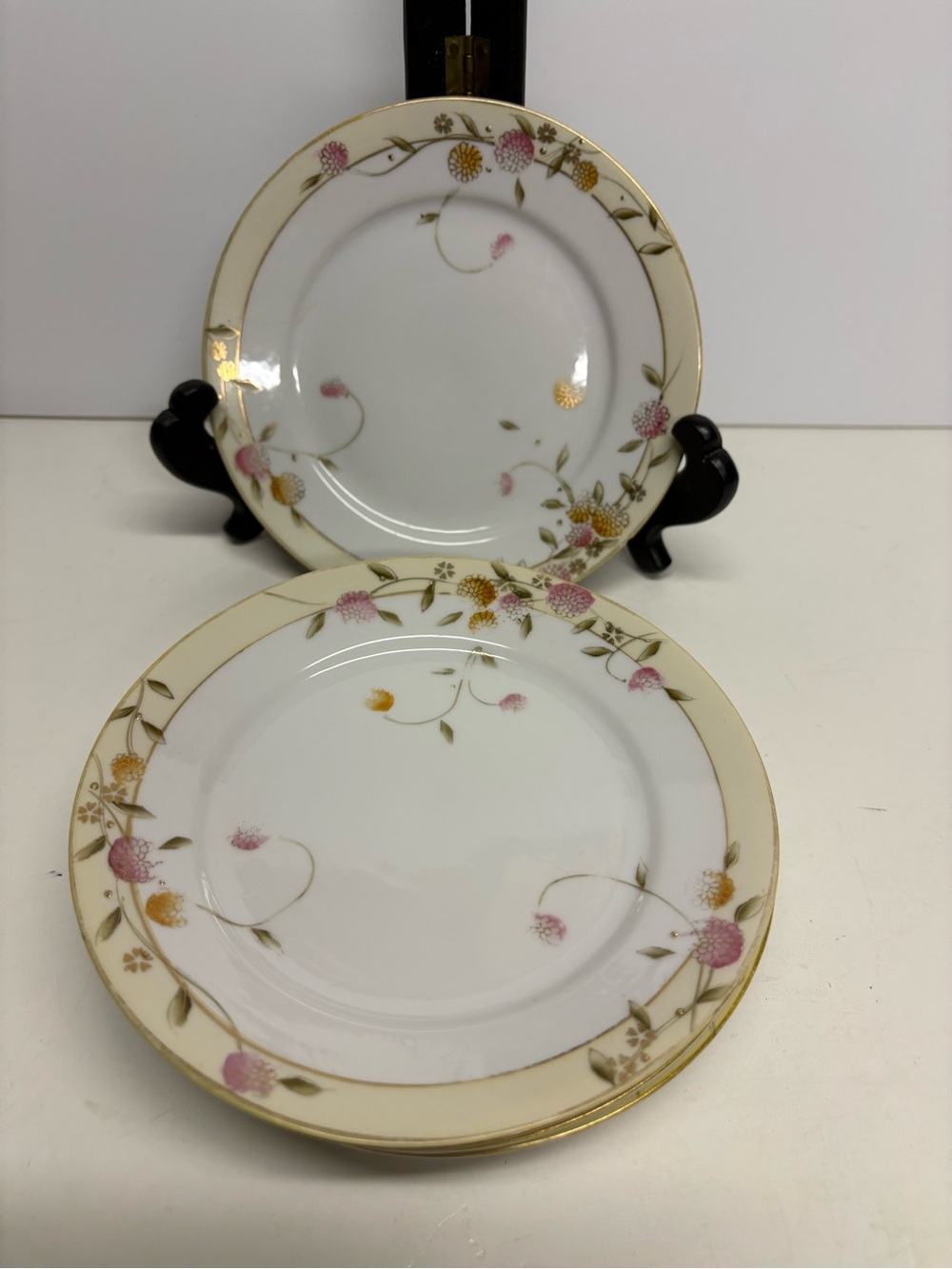 Vintage Nippon Floral Gold-Trim Dessert/Appetizer Plates Set 6